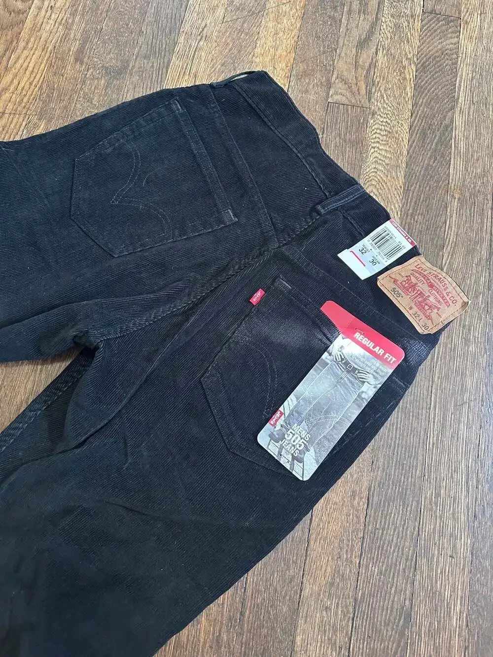 Levi's 505 Regular Fit Corduroy Pants Black Size 32x30